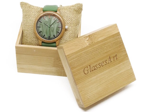 Holz Uhr (Bambus-grün)